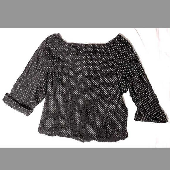 Venezia Top Blouse Size 14/16 Black with White Polka Dot 3/4 Sleeve - Picture 2 of 5